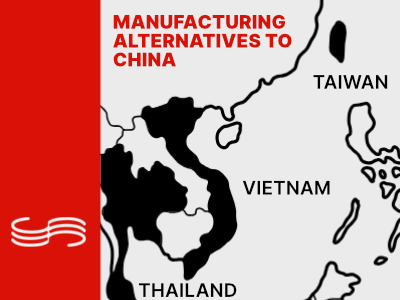 Map with Taiwan, Thailand and Vietnam